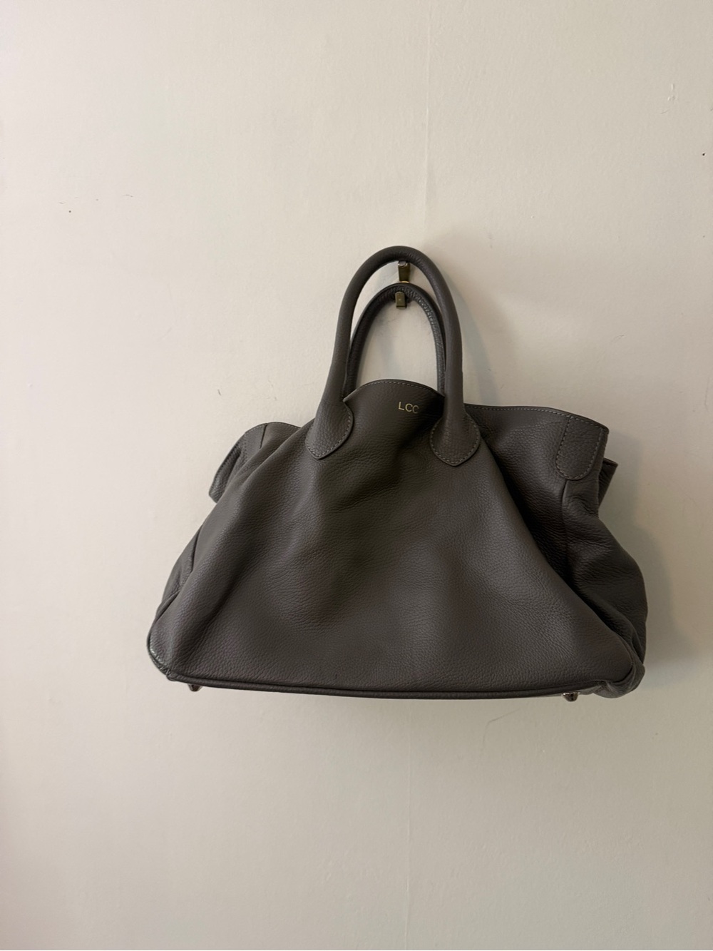Mark & Graham Dark Gray Pebbled Leather Slouchy Tote - Picture 7 of 8